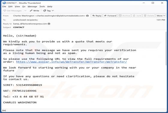 Quote That Meets Our Requirements Email Scam