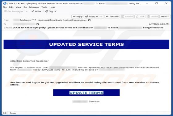 Updated Service Terms Email Scam