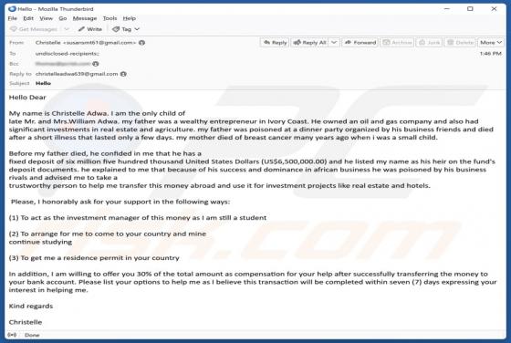 Transfer Money Abroad Email Scam