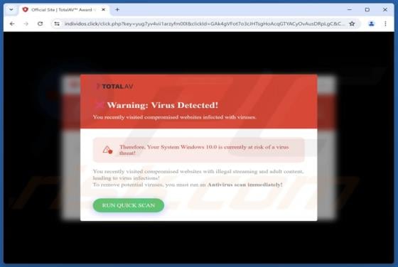 TotalAV - You Recently Visited Compromised Websites POP-UP Scam