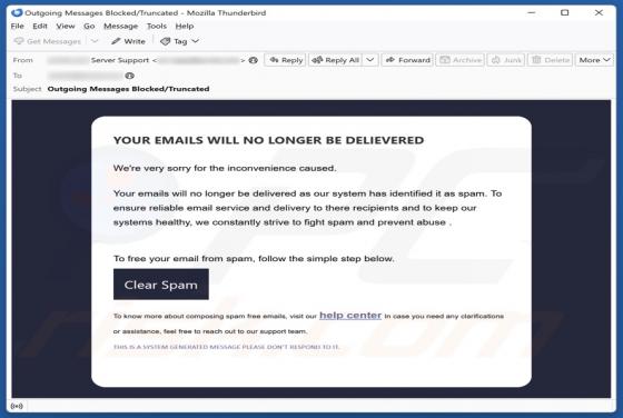 Your Emails Will No Longer Be Delivered Email Scam