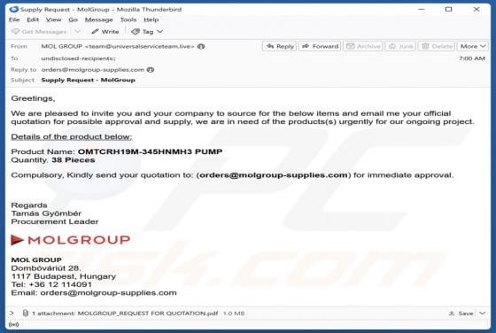 Invitation To Supply Products Email Scam
