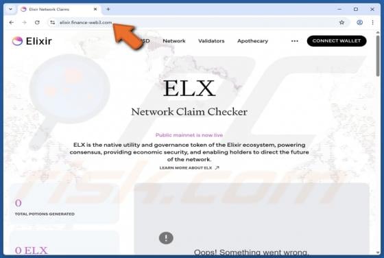 Fake Elixir (ELX) Website