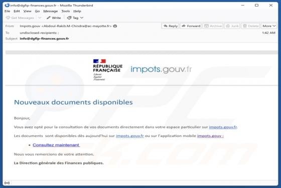 Direction Générale Des Finances Publiques Email Scam