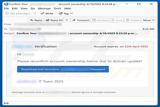 Reconfirm Account Ownership Email Scam