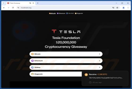 Tesla Foundation Giveaway Scam