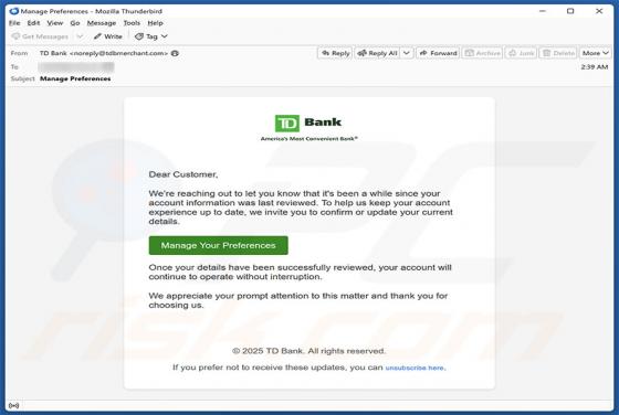 TD Bank Email Scam