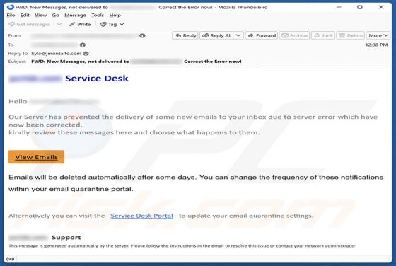 Service Desk Email Scam