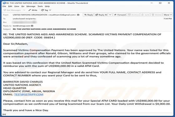 United Nations - Scam Victim Compensation Email Scam