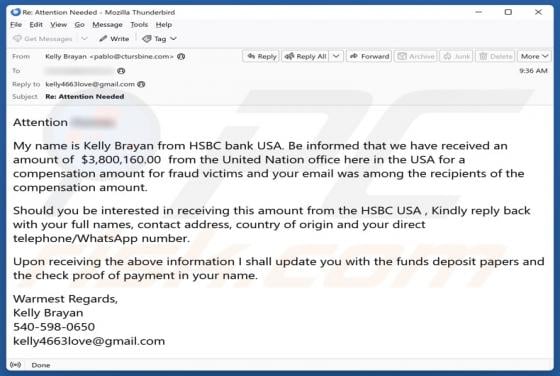 HSBC Fraud Victim Compensation Email Scam