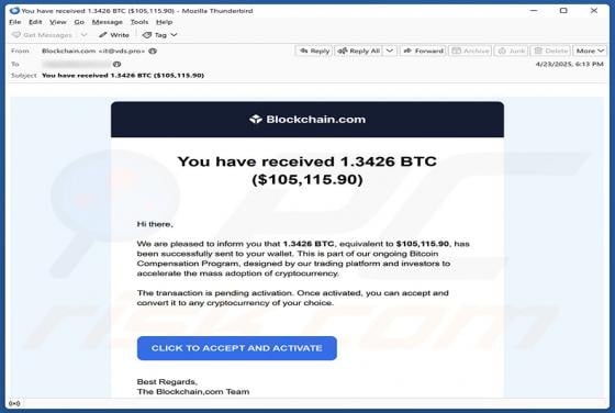Bitcoin Compensation Program Email Scam
