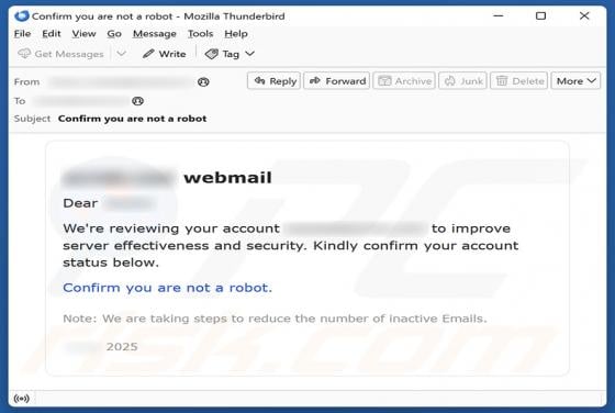 Reviewing Account To Improve Server Effectiveness And Security Email Scam