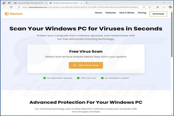 Norton - Scan Your Windows PC For Viruses In Seconds POP-UP Scam