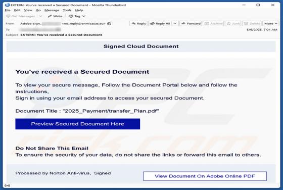 Signed Cloud Document Email Scam
