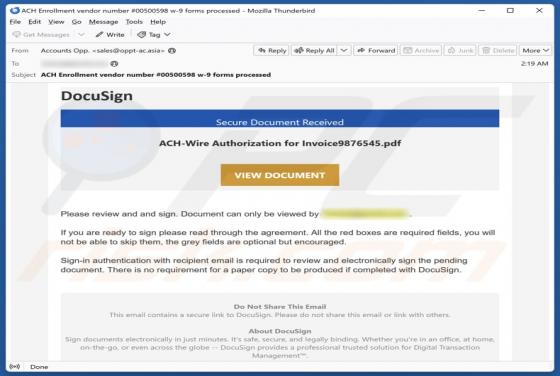 DocuSign - Secure Document Received Email Scam