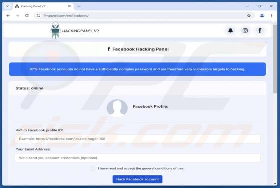 Facebook Account Hack Scam
