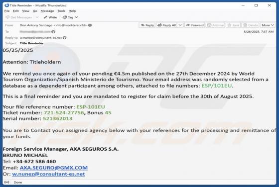 World Tourism Organization Email Scam
