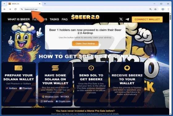 Beercoin 2 ($BEER2) Airdrop Scam