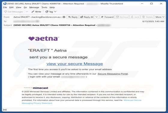 Aetna Sent You A Secure Message Email Scam