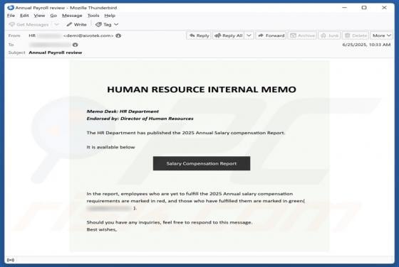 Human Resource Internal Memo Email Scam