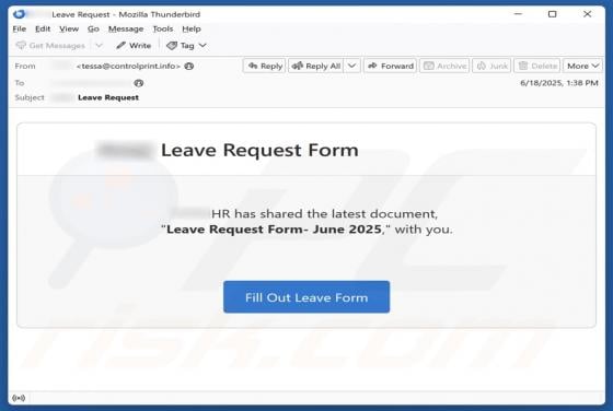 Leave Request Form Email Scam