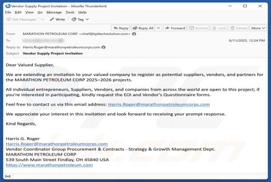Marathon Petroleum Corp Email Scam