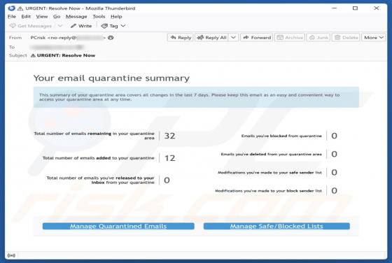 Email Quarantine Summary Scam