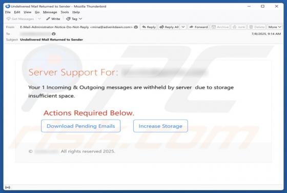Server Support Email Scam
