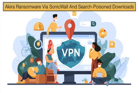 Akira Ransomware Via SonicWall And Search-Poisoned Downloads