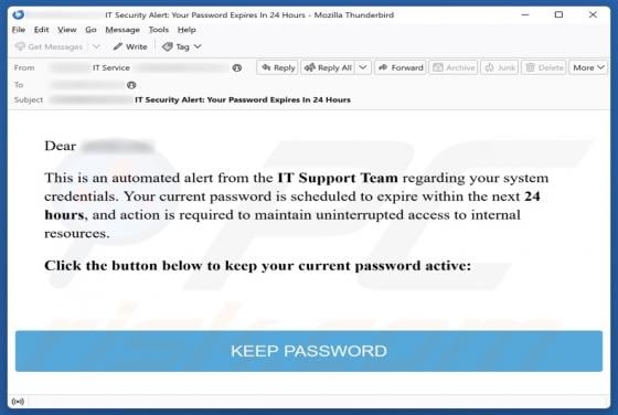 Alert Regarding Your System Credentials Email Scam