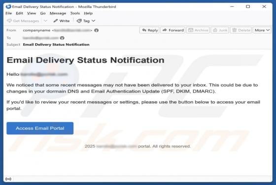 Email Delivery Status Notification Scam
