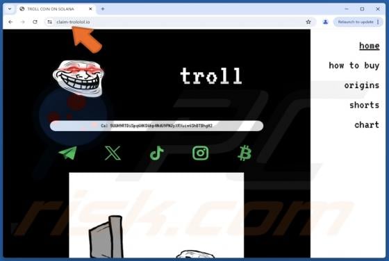 Fake Troll Coin Website