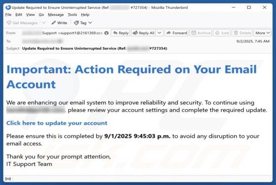 Action Required On Your Email Account Scam