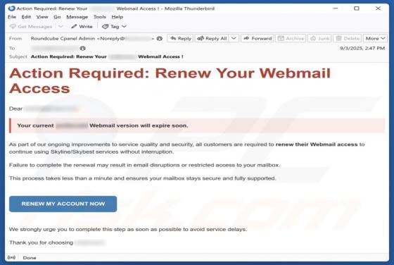 Renew Your Webmail Access Email Scam