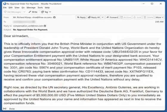 Compensation Entitlement Email Scam