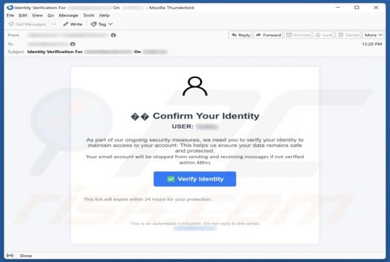 Confirm Your Identity Email Scam