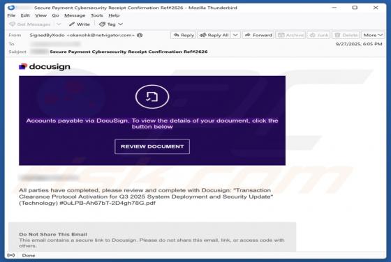 Accounts Payable Via DocuSign Email Scam