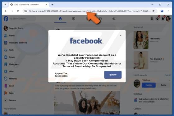 We've Disabled Your Facebook Account POP-UP Scam