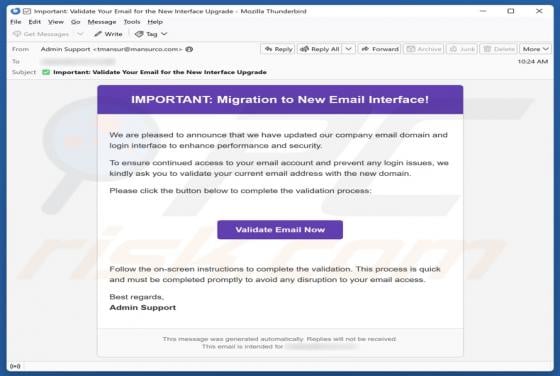 Migration To New Email Interface Scam