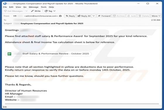 Salary & Performance Award Email Scam
