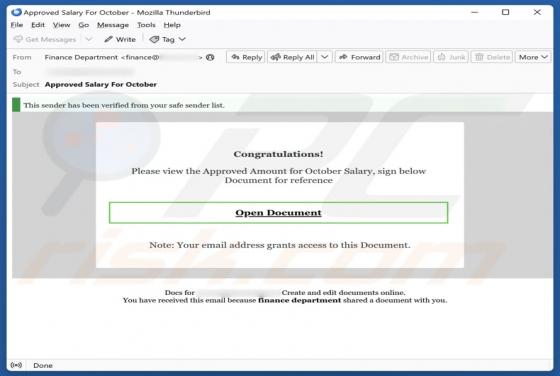 Approved Salary Amount Email Scam