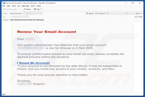 Renew Your Email Account Scam