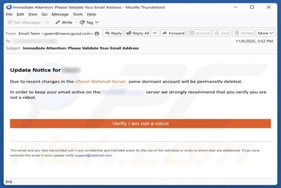 Changes In The cPanel Webmail Server Email Scam