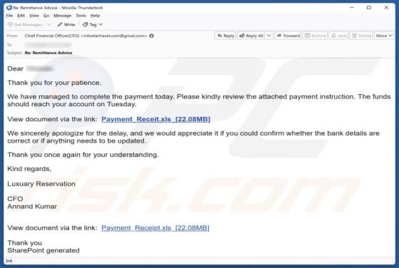 Completed Payment Email Scam