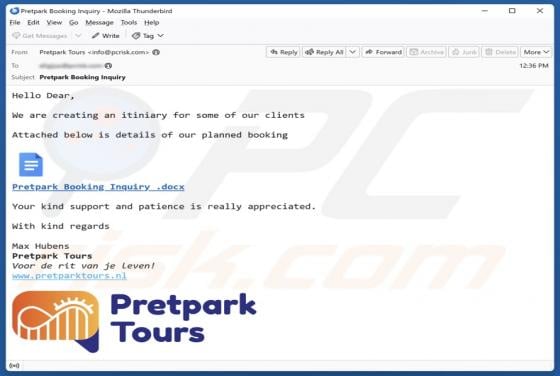 Pretpark Tours Email Scam