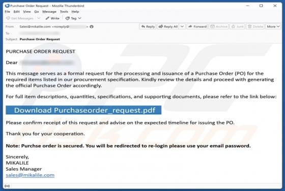 Purchase Order Request Email Scam
