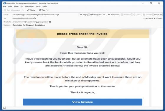 Energy Australia - Please Cross Check The Invoice Email Scam
