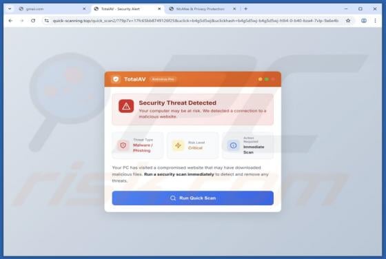 TotalAV - Security Threat Detected POP-UP Scam
