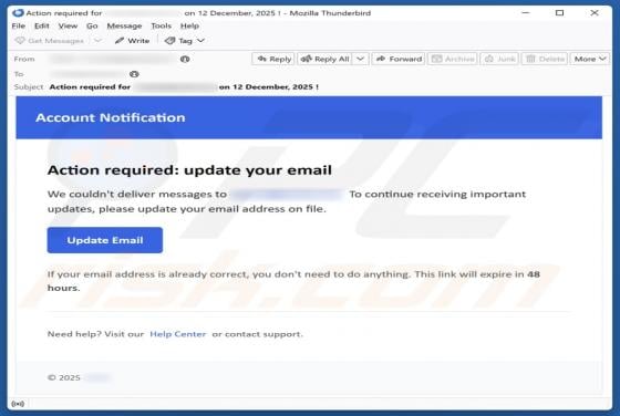 Action Required: Update Your Email Scam
