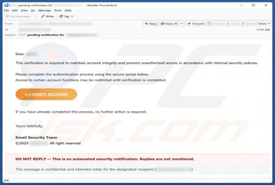 Complete The Authentication Process Email Scam